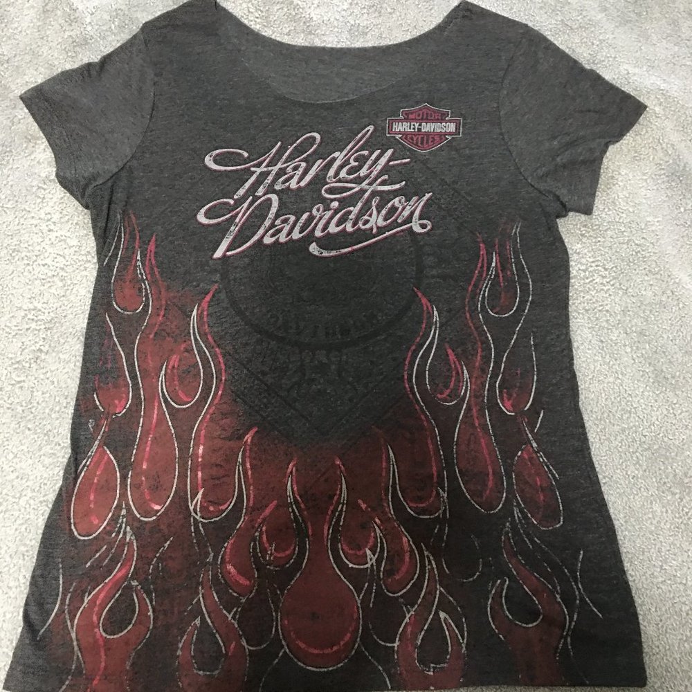 Harley Women's Tee Shirt Flames L